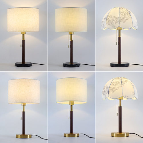 新款创意卧室灯 中古风客厅灯酒店客房装饰灯简约美式LED布艺台灯