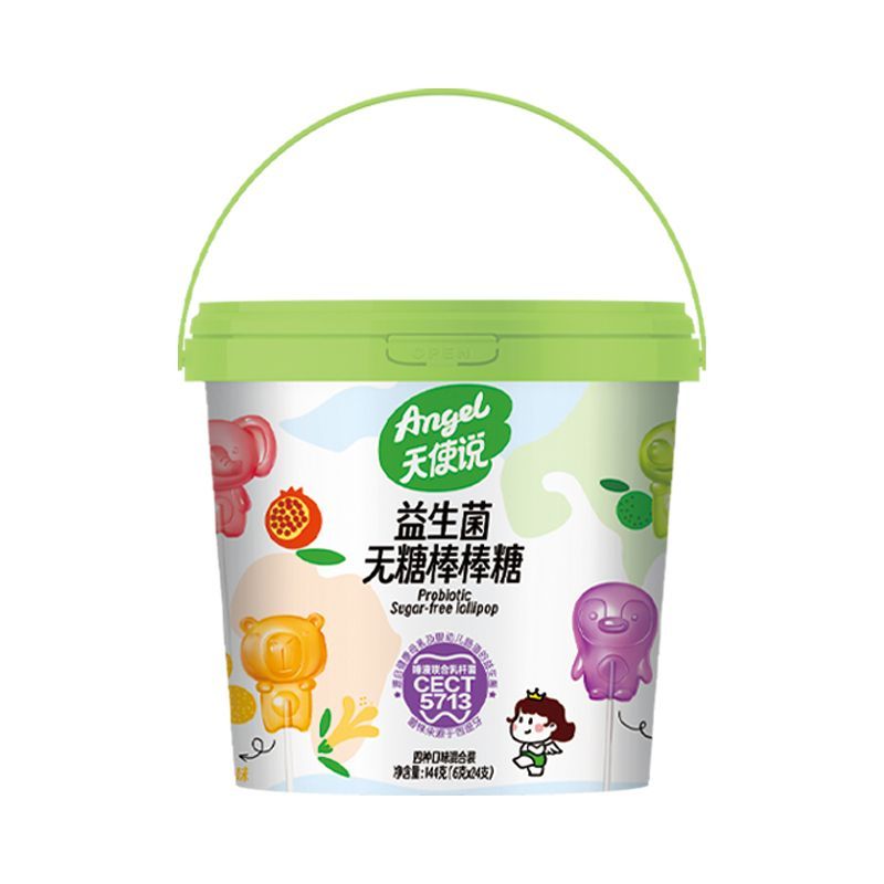 天使说无糖棒棒糖益生菌维生素C水果味叶黄素酯卡通糖果儿童零食