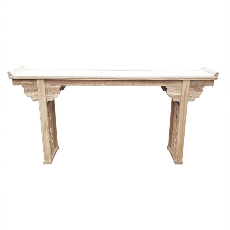 仿古实木条案财神桌玄q关供桌翘头中式北方老榆木白茬家具中堂条