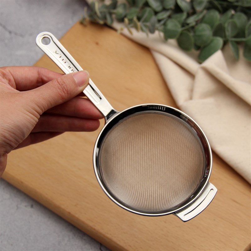 VE 18-10不锈n钢漏勺加密过滤网油格加厚全钢豆浆漏网面粉筛高品