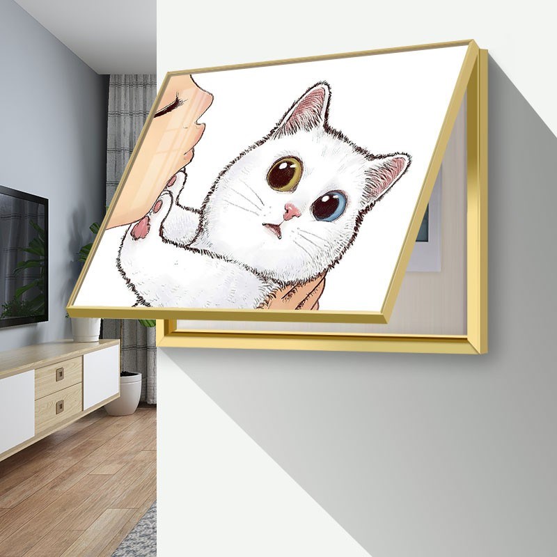 猫咪电表箱装饰画遮挡配电箱电闸盒空开箱K多媒体挂画开关餐厅壁