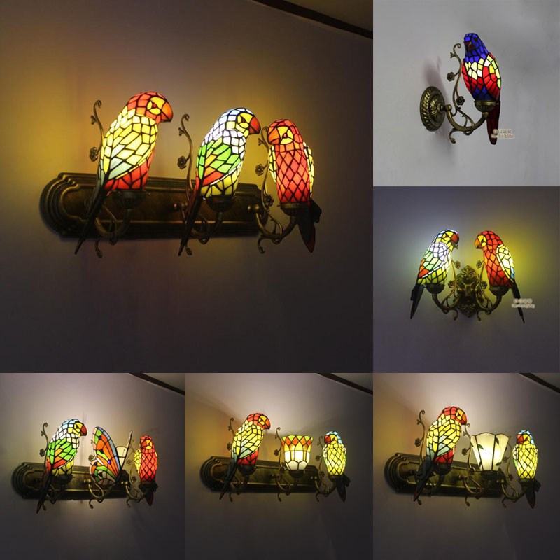 田园餐厅酒吧会所玄关壁灯欧式别墅过道阳L台灯地中海床头鹦鹉壁