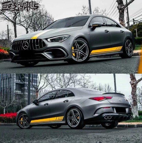 适用于奔驰cla45车身裙车贴拉花