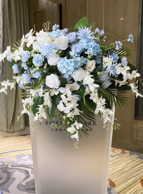 商务主席台演讲台挂花花活动垂吊年会司仪宴会学校仿真花接待摆件