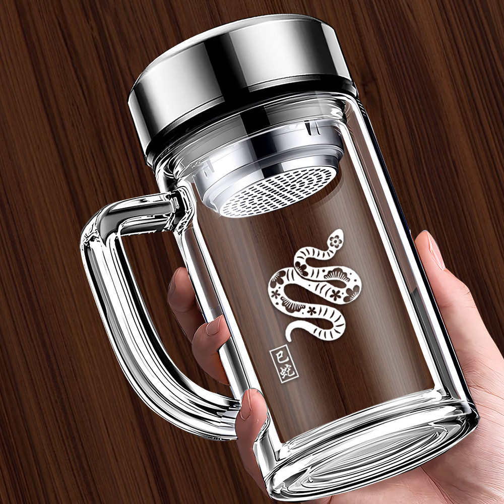 新款双层加厚把手玻璃杯耐高温