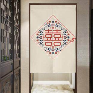 中国风复古国潮支持大尺寸魔术贴定制尺寸棉麻布艺挂帘门帘布帘子