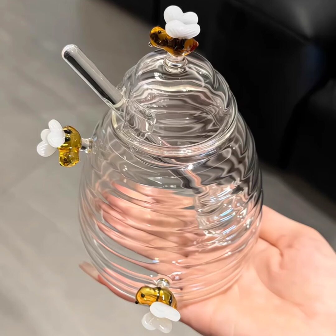 日式蜂蜜罐玻璃罐搅拌棒储物罐