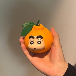 蜡笔小新手办 潮玩可爱搞怪水果系列小新GK苹果香蕉橘子荔枝摆件