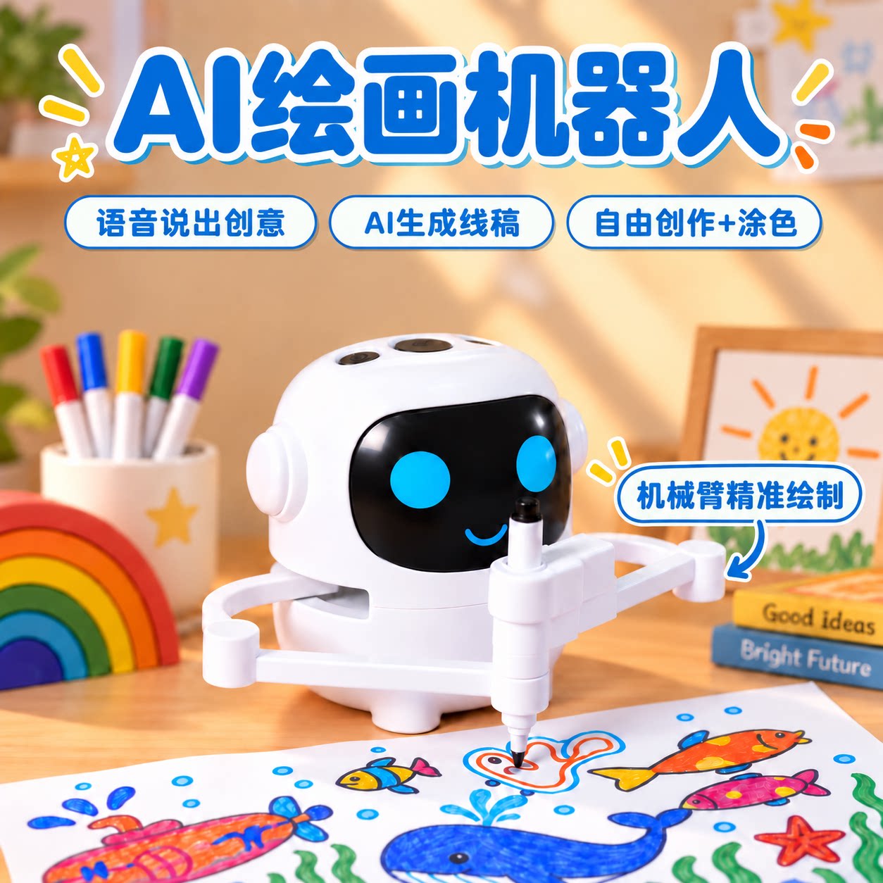 AI智能绘画机器人儿童玩具3-6岁早教学习机自动画画女孩生日礼物5