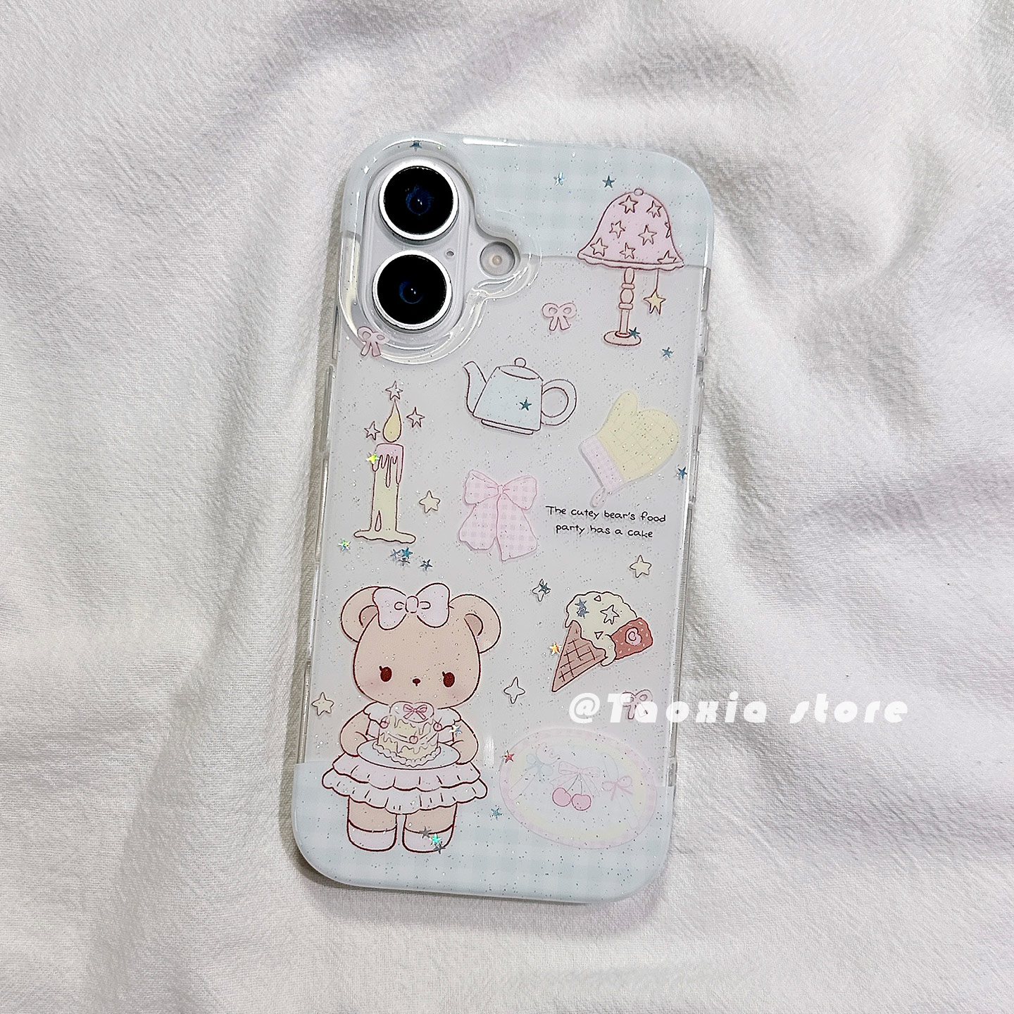 可爱蛋糕小熊卡通适用苹果16手机壳iphone15promax小众日韩超高级感13/14硅胶16pro保护套新款防摔全包边女软