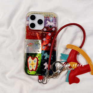 马年p 全包防摔腕带挂绳女新中式 新年格纹小马适用苹果17手机壳iphone17promax保护套16硅胶15 14高级感13新款