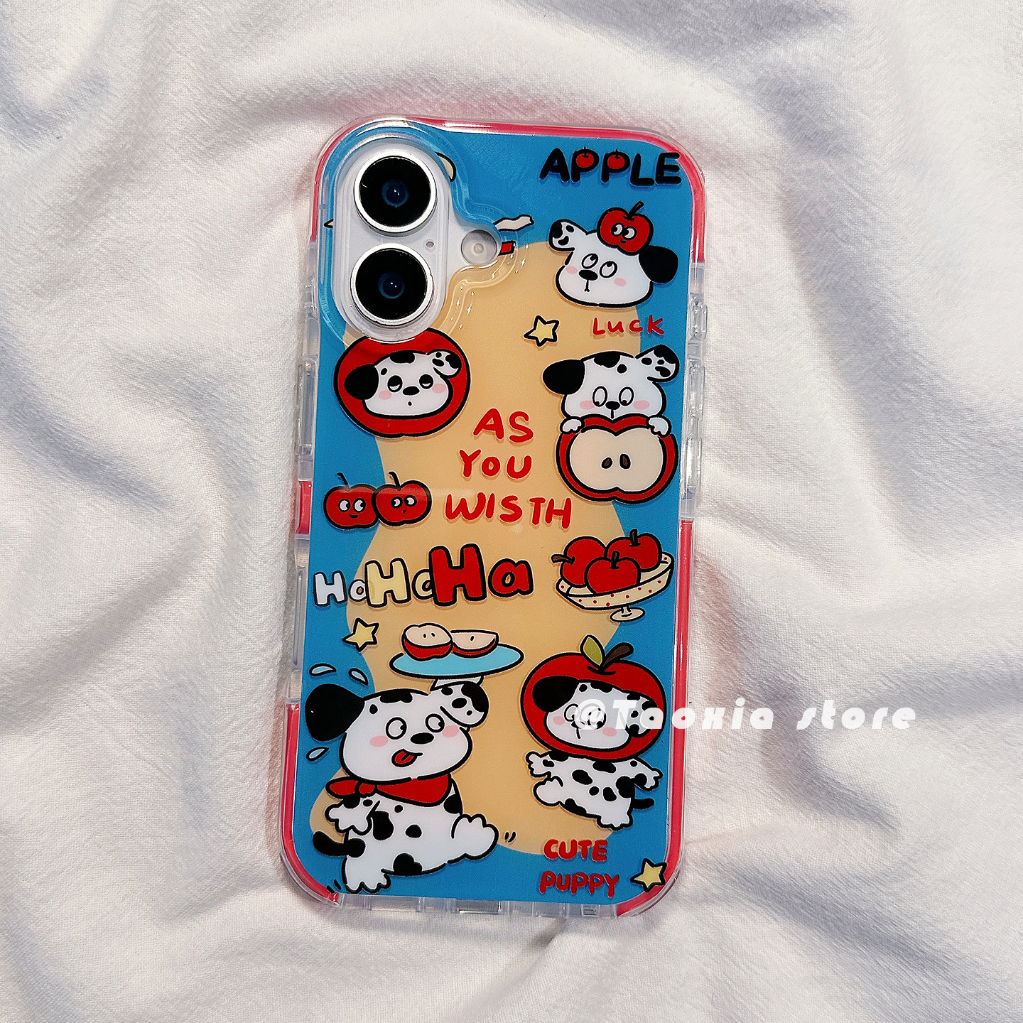 可爱斑点狗卡通适用苹果16手机壳iphone17promax小众男日韩高级感13/14硅胶15Pro保护套新款防摔全包边女款软