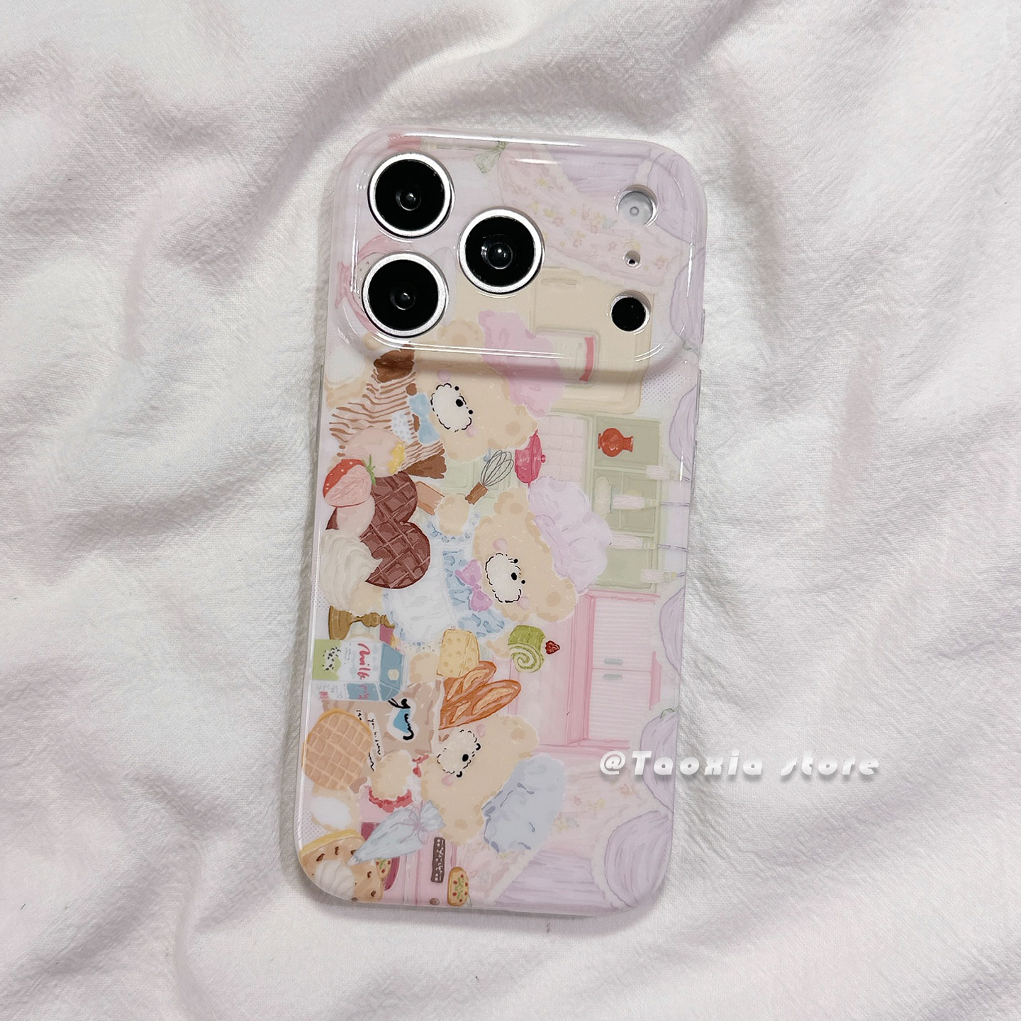 ins日韩风油画奶油蛋糕小熊适用苹果17手机壳iPhone16promax保护壳17Pro高级感15新款硅胶防摔超薄全包女款软