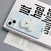 简约奶蓝色适用iPhone15promax手机壳苹果13新款 软菲林带小狗支架可爱ins 14pro小众11硅胶12高级感16全包女款