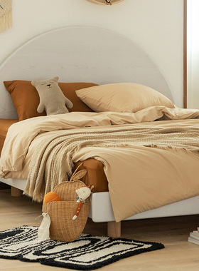 宜氧 时冉冉床 儿童床 白蜡木 白色实木男孩女孩儿童房小床拼接床