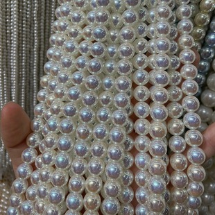 8-12mm天女珠南洋贝珠散珠多色镀彩直孔珍珠手工饰品配件贝壳珠