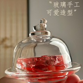 透明水晶玻璃印泥盒书法篆刻便携 朱砂印泥套装 闲看云舒 趣皿鸭