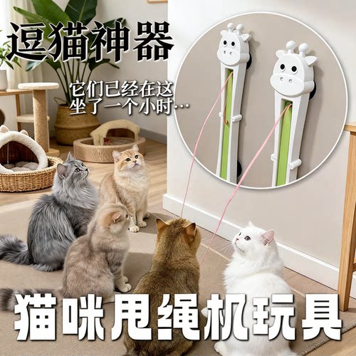 爆款新款全自动新品逗猫机门绳机装式运动飞绳玩具宠物玩具互动