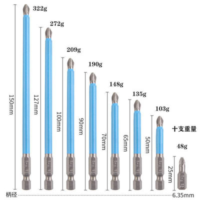 p.c50十字防滑批头 PH2螺丝批头套装强磁性风批批头螺丝刀起子头.