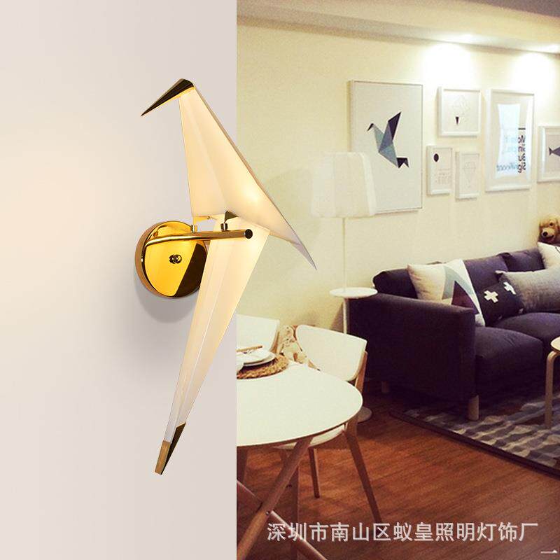 创意北欧千纸鹤LED壁灯后现代简约客厅餐厅吧台卧室灯具小鸟壁灯