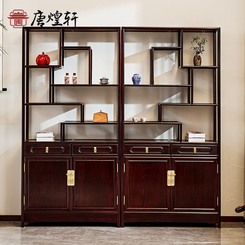 红木家具血檀中式博古架非洲小叶紫檀明式多宝阁陈列架展品架酒架