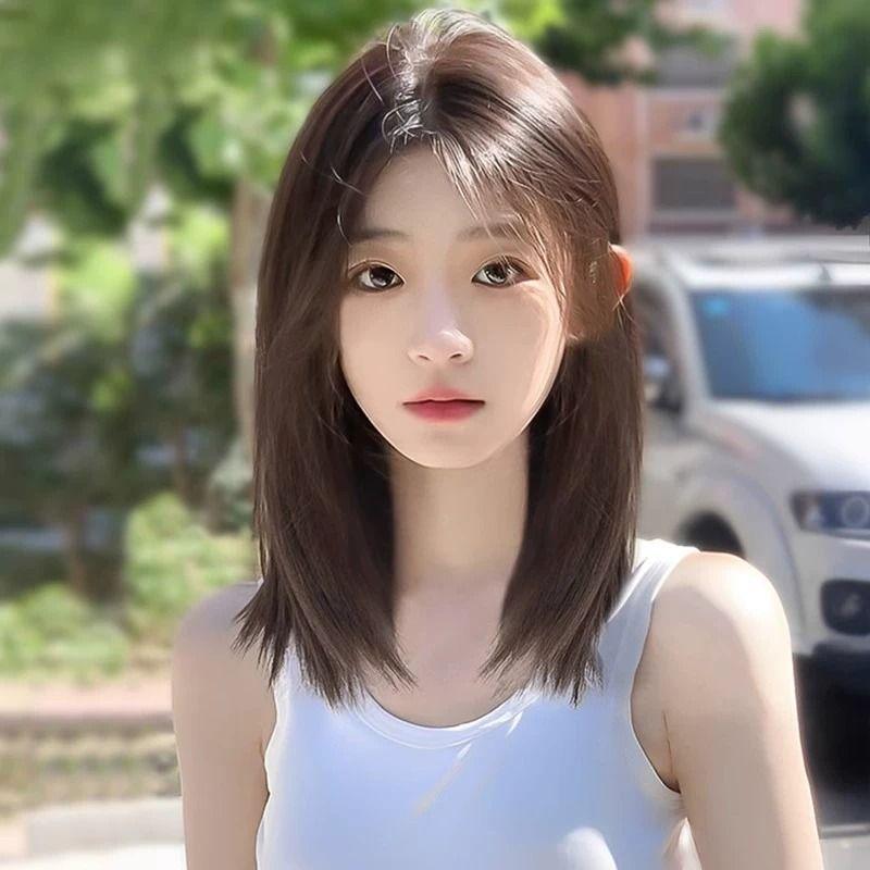 发女夏季减龄锁骨发中分八字刘海中长发人发发套全头