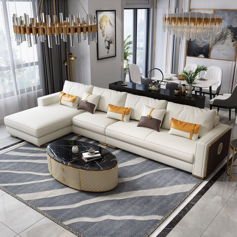 轻奢沙发高端大小户型沙发客厅转角沙发后现代简约皮沙发SF705