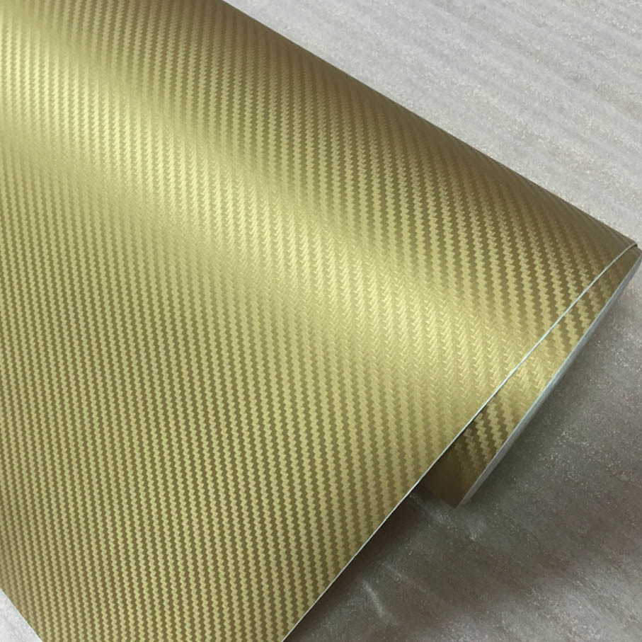 新品质1.52米宽3D碳纤膜汽车贴膜 金色3D碳纤维改色贴纸带导气槽