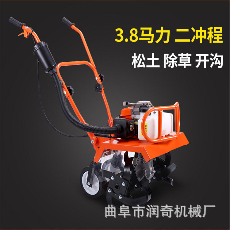 轻便款四驱微耕机农用汽油旋耕机多功能耕地翻土开沟除草田园管理
