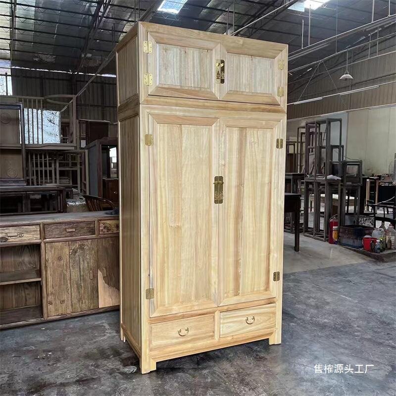 #中式香樟木衣柜全樟木顶箱柜原木衣橱家用卧室大容量防虫蛀挂衣