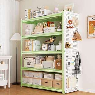 洞洞板置物架书架多层货架家用客厅阳台整理收纳储物架子钢制书柜