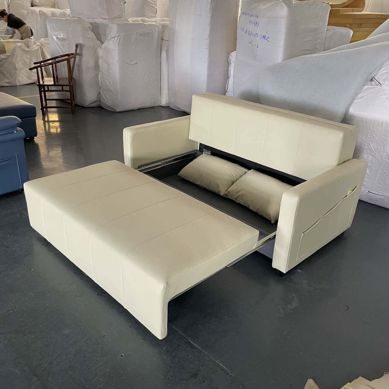 现代简约小户型坐卧多功能客厅折叠两用沙发可以储物皮质沙发床