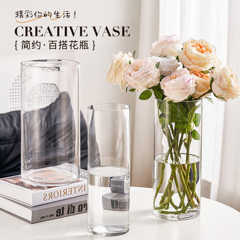 特大玻璃花瓶摆件客厅插花透明富花瓶