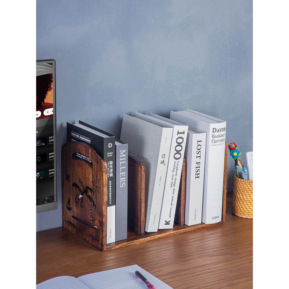 覆古实木架子中式桌面置物架书桌上书架挡靠飘窗收纳柜简易小书柜,收纳整理,书桌收纳置物架,淘宝优惠券,粉丝福利购,淘宝优惠卷