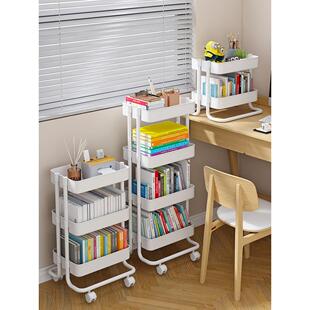 桌下书架办公室桌面阅读置物架带轮移动落地宿舍收纳书桌旁小推车