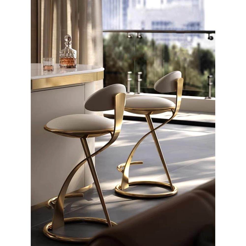 轻奢意式不锈钢高脚凳网红高端家用岛台酒店皮艺金属吧台椅靠背,住宅家具,家用高脚椅,淘宝优惠券,粉丝福利购,淘宝优惠卷