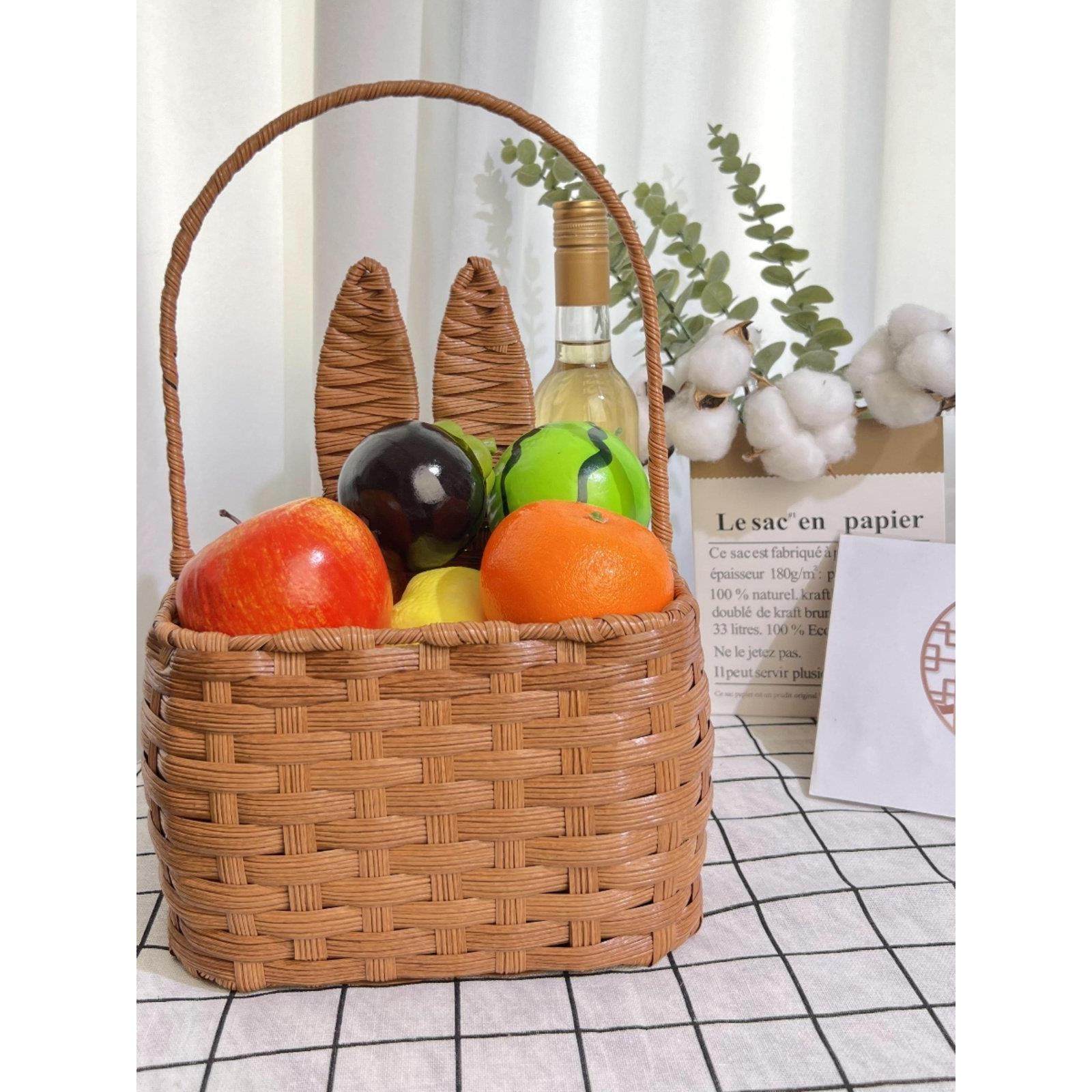 花篮编织花篮开花篮藤编织竹编手持花篮花束插花蓝色整理收纳箱,收纳整理,其他收纳篮,淘宝优惠券,粉丝福利购,淘宝优惠卷