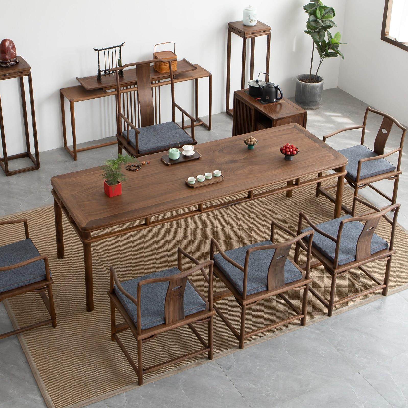 新中式实木茶桌现代简约办公室茶桌椅组合功夫茶台家用榆木泡茶桌,住宅家具,茶几,淘宝优惠券,粉丝福利购,淘宝优惠卷