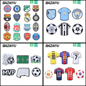 饰适配Cross 巴仔鱼洞洞鞋 花装 扣配件欧洲杯足球鞋 Crocs 配饰diy鞋