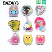 巴仔鱼洞洞鞋 粉色少女 扣配饰智必星DIY配件LED开关款 鞋 花卡骆驰鞋