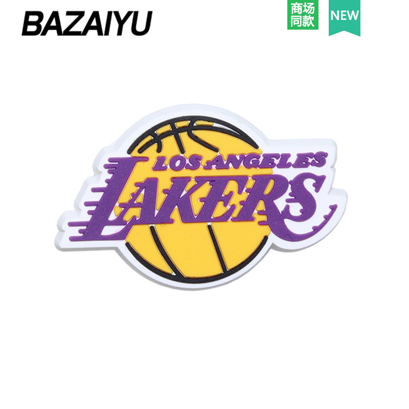 thumbnail for New Crocs Clog Shoe Accessories DIY Shoe Charms Nba Lakers Basketball Team Logo Crocs Men's Sneakers Decoration