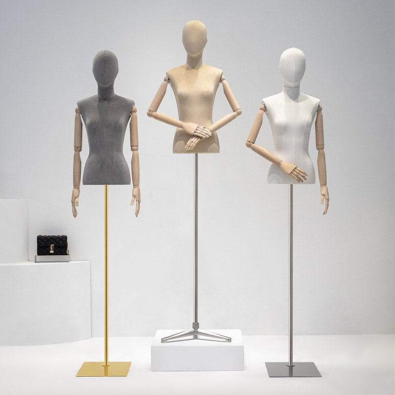服装店天鹅绒模特道具女半身全身女装橱窗人台架子人偶模特展示架
