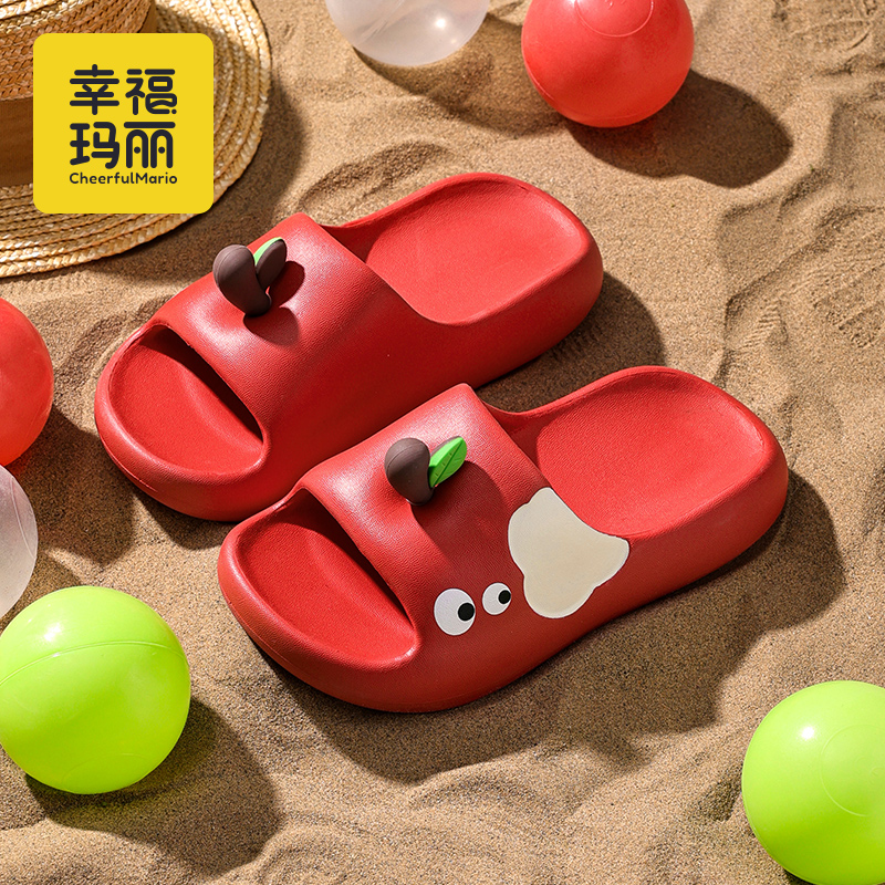幸福玛丽苹果拖鞋女童夏卡通可爱抗菌防滑家居中大童EVA亲子凉拖