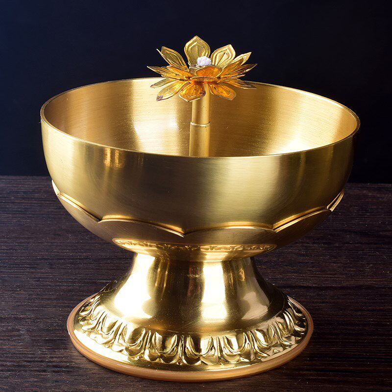 速发供佛纯黄铜铜碗灯灯长明佛油贡供酥油灯可点食用油灯灯烛台