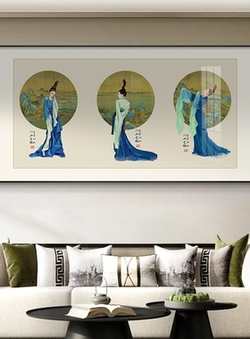 速发青绿千壁江山挂画新中式客画装饰画舞蹈教室仕图墙厅卧室里画