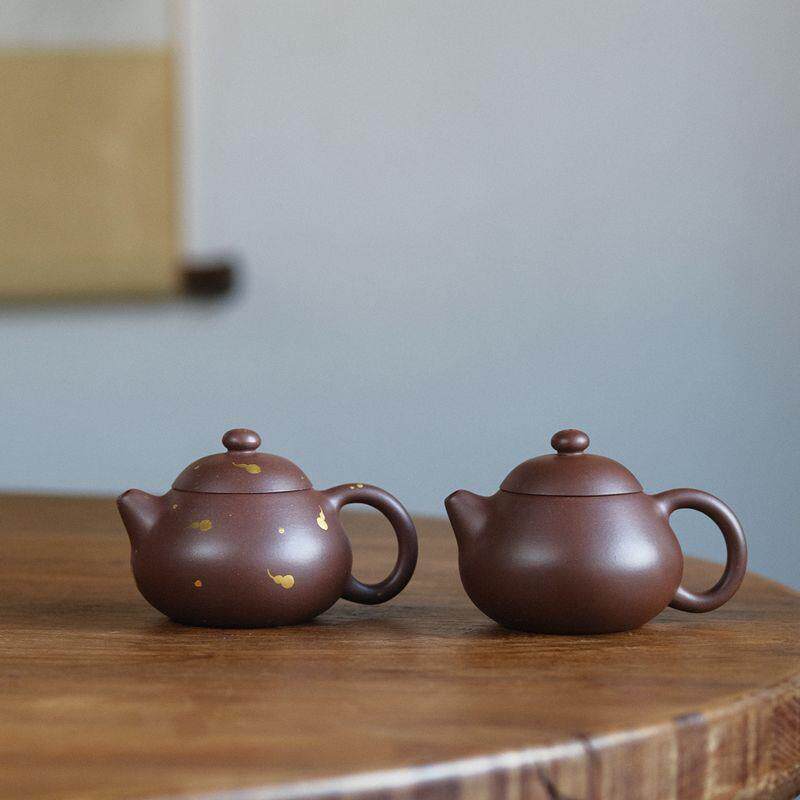 2F宜兴紫砂壶原矿紫泥老紫泥手工文旦壶110cc金葫芦小容量可
