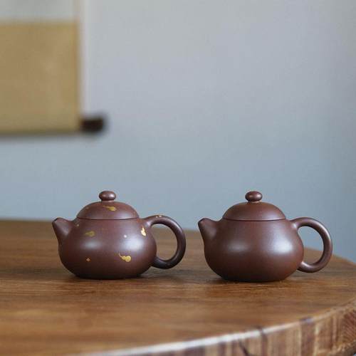 2F宜兴紫砂壶原矿紫泥老紫泥手工文旦壶110cc金葫芦小容量可