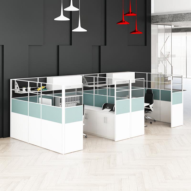 职员办公桌简约四4人简约现代员工职员办公桌椅带屏风卡位