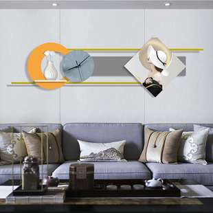 熊猫钟表壁画客厅2025新款创意时钟挂墙电视墙背景装饰画玄关挂画