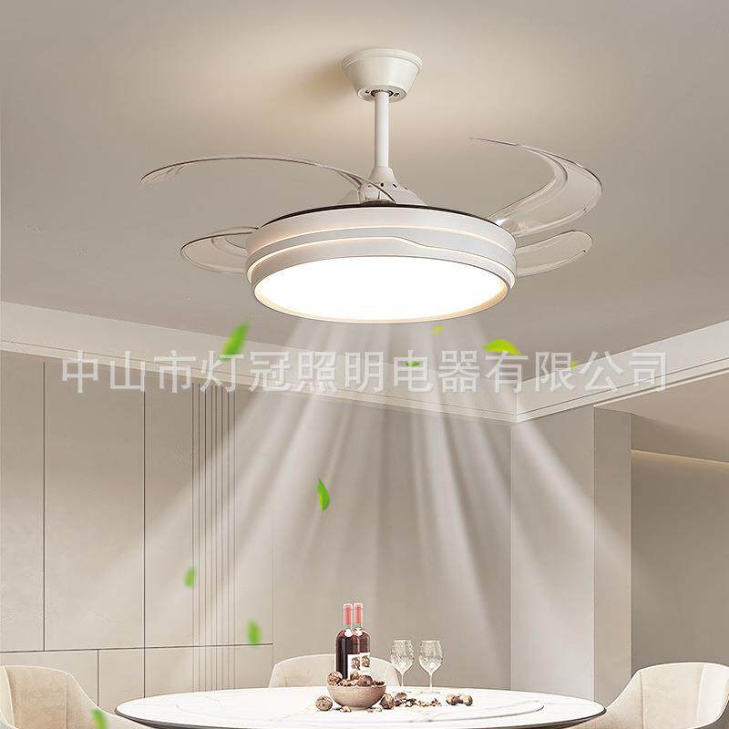 餐厅风扇灯隐形风扇极简风客厅餐厅卧室吊扇灯扇灯中山灯具风扇灯